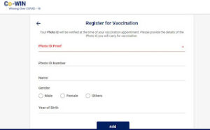 cowin register form