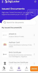 Digi Locker Issued Documents